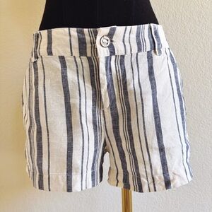 Michael Stars, sz Small (4), blue and white stripe 100%‎ linen shorts